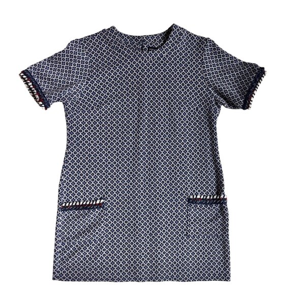 Dorothy Perkins Navy Printed Dress with Front Pockets - Size 6 - Picture 1 of 9